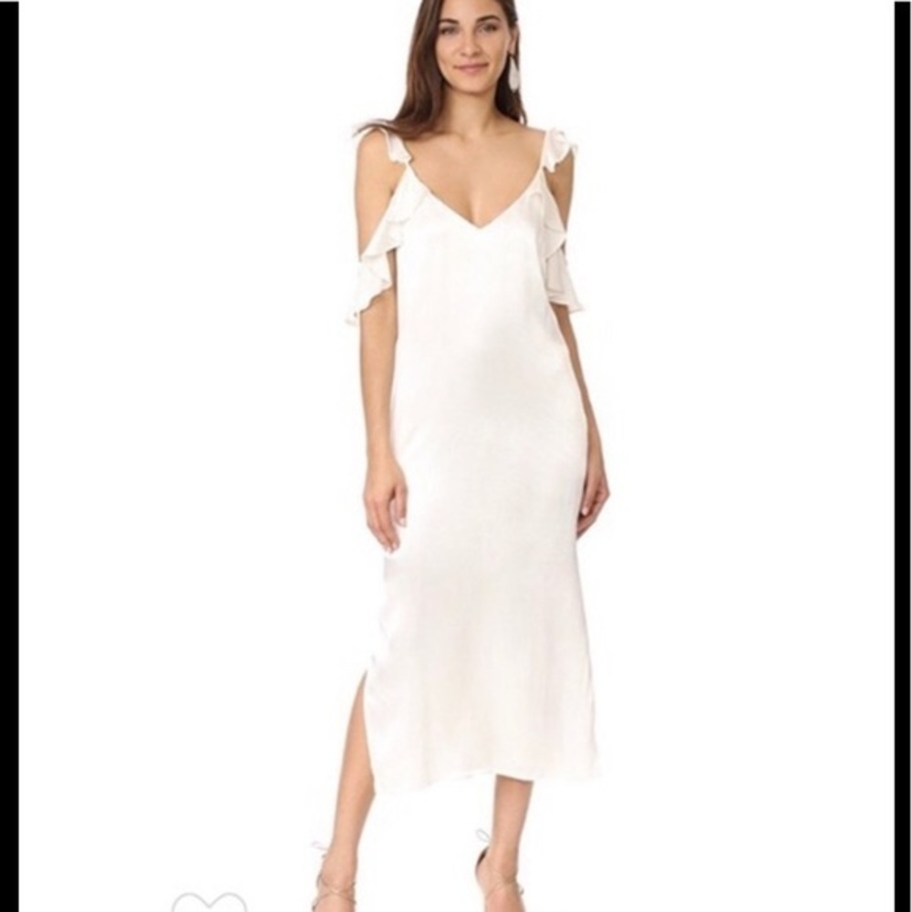 Wayf ivory satin slip dress. Midi small